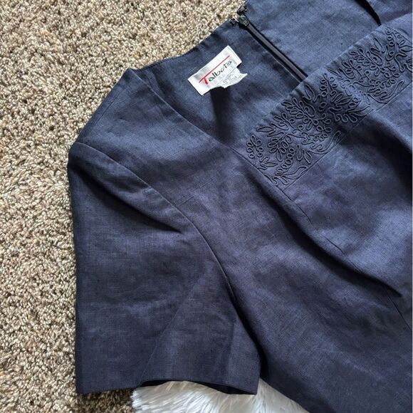 Talbots Vintage Linen Dress Blue Long Maxi Womens Size 16 - Picture 5 of 9